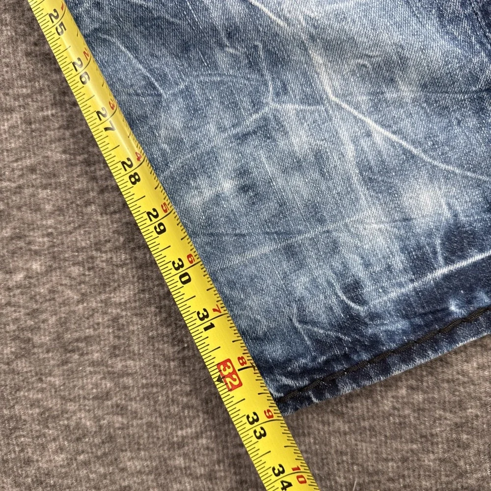 True Religion Ricky Super T Straight Leg Jeans Mens Size 33 Whiskered Wash USA